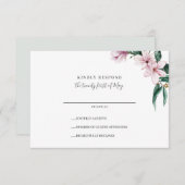 色彩の鮮やかマグノリアと葉シルバー |ウェディングRSVP 出欠カード (正面/裏面)