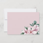 色彩の鮮やかマグノリアと葉 |ピンク |ウェディングRSVP 出欠カード (裏面)