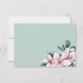 色彩の鮮やかマグノリアと葉 | Sage |ウェディングRSVP 出欠カード (裏面)