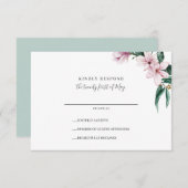 色彩の鮮やかマグノリアと葉 | Sage |ウェディングRSVP 出欠カード (正面/裏面)