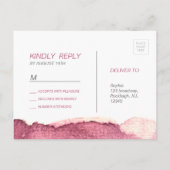 色彩の鮮やかマルサラモダンピンクシンプルク結婚式RSVP インビテーションポストカード (裏面)