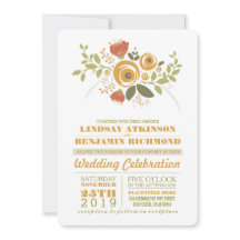 色彩の鮮やかモダンカジュアル花の結婚式招待状
