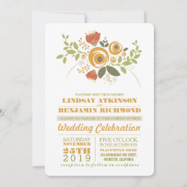 色彩の鮮やかモダンカジュアル花の結婚式招待状 招待状