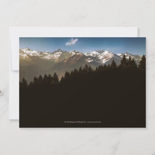 色彩の鮮やかモダン山々の結婚式招待状 招待状 (裏面)