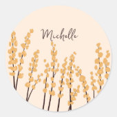 色彩の鮮やかモダン黄色の花名前をカスタムする ラウンドシール (正面)