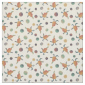 色彩の鮮やかヤギと水玉模様オンクリームパターン(の模様が)ある ファブリック (見本)