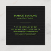 色彩の鮮やかヴィンテージフローラオンBlack Square Business スクエア名刺 (裏面)