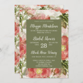 色彩の鮮やかヴィンテージフローラブライダルシャワー招待 招待状 (正面/裏面)