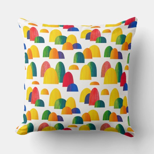 色彩の鮮やか丘 – 白 クッション (正面)