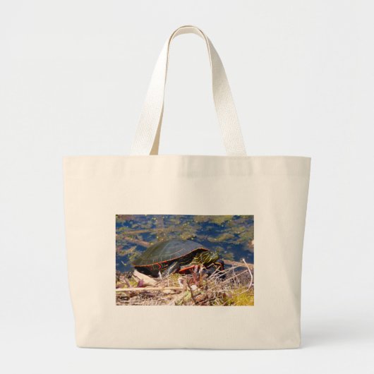 色彩の鮮やか亀(Chrysemys picta) 3 Large Tote Bag ラージトートバッグ (正面)