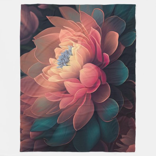色彩の鮮やか咲きはっきりした花 フリースブランケット (正面)