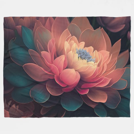 色彩の鮮やか咲きはっきりした花 フリースブランケット (正面(横))