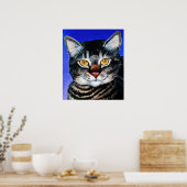 色彩の鮮やか太い猫 ポスター (キッチン)