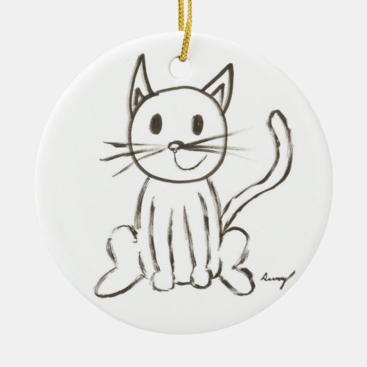 色彩の鮮やか子猫オーナメント – 青 セラミックオーナメント (正面)