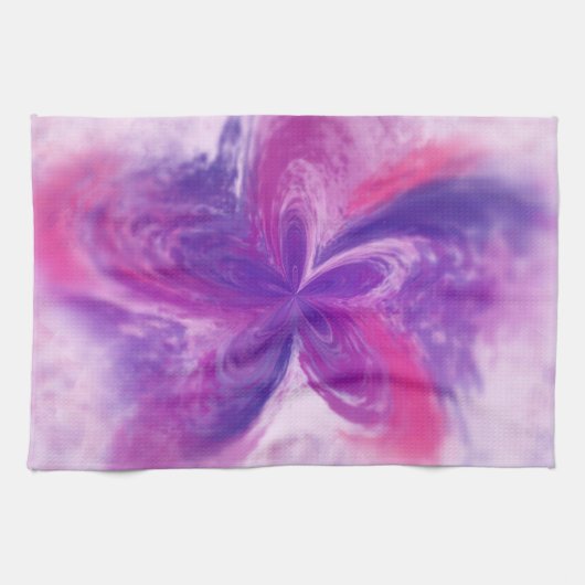 色彩の鮮やか抽象芸術ファンタジー花水色 キッチンタオル (横)