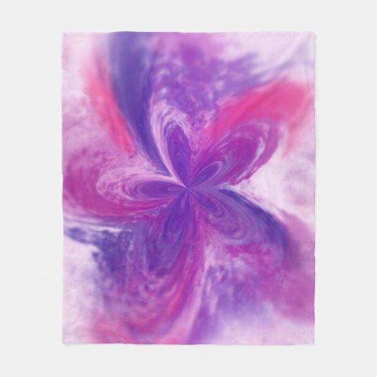色彩の鮮やか抽象芸術ファンタジー花水色 フリースブランケット (正面)