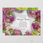 色彩の鮮やか春の花招待状灰色 招待状 (正面/裏面)