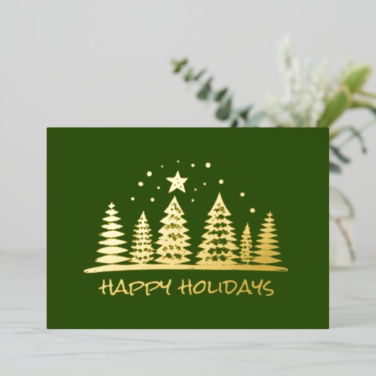 色彩の鮮やか木ハッピーホリデイ 箔シーズンカード (立ち正面)