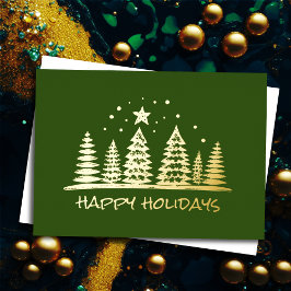 色彩の鮮やか木ハッピーホリデイ 箔シーズンカード