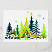 色彩の鮮やか木ハッピーホリデイ 箔シーズンカード (正面)