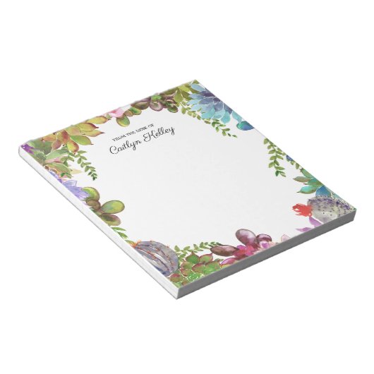 色彩の鮮やか机の上の多肉類パーソナライズされた ノートパッド (アングル)