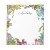 色彩の鮮やか机の上の多肉類パーソナライズされた ノートパッド (正面)