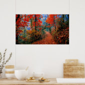 色彩の鮮やか林秋の火炎水カラープリント ポスター (キッチン)