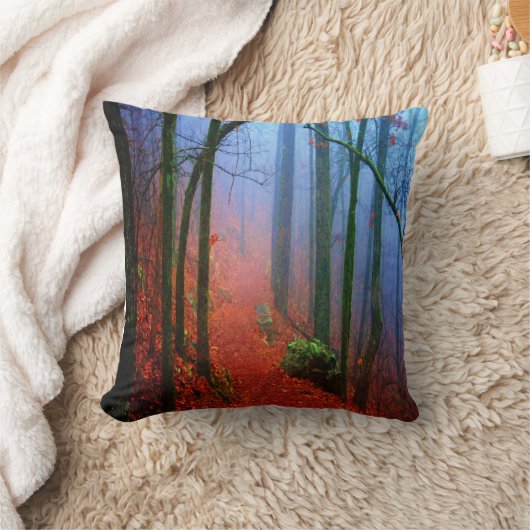 色彩の鮮やか林秋ブルーフォグスクエアピロー クッション (ブランケット)