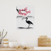 色彩の鮮やか桜とヘロンのウォールアート ポスター (キッチン)