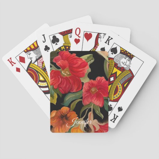 色彩の鮮やか水彩花模様名前をカスタムする遊 トランプ (裏面)