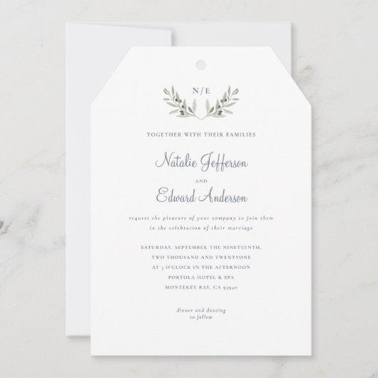 色彩の鮮やか水色オリーブの枝+水色 (正面)