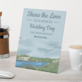 色彩の鮮やか海の結婚ハッシュタグ 台座サイン (インサイチュ)