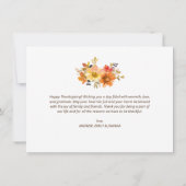 色彩の鮮やか秋花ネイビーブルーハッピーサンクスギビング カード (裏面)