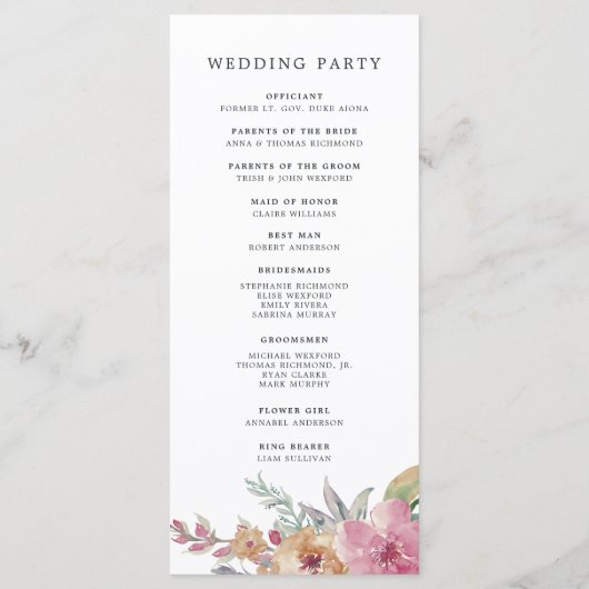 色彩の鮮やか結婚開花式 プログラム (裏面)