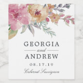 色彩の鮮やか結婚開花 ワインラベル (シングルラベル)