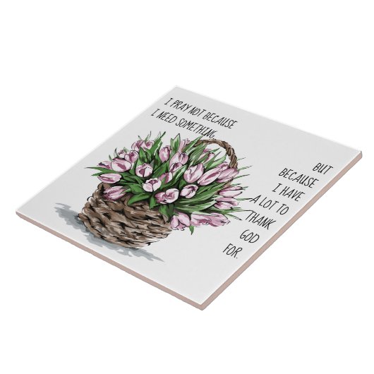 色彩の鮮やか花と祈り感謝していて タイル (側面)