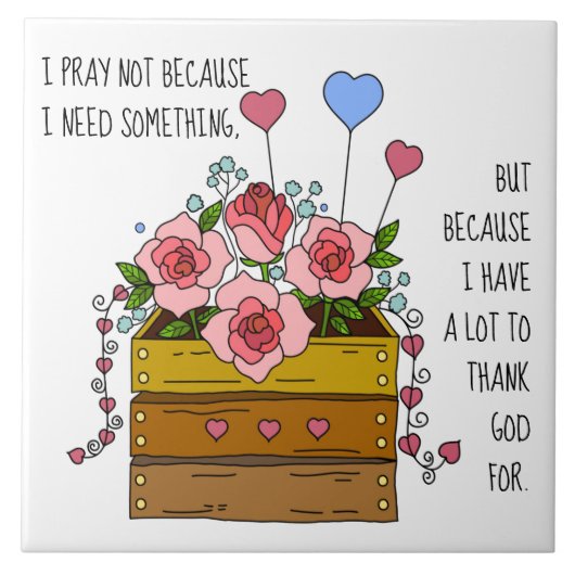 色彩の鮮やか花と祈り感謝していて タイル (正面)