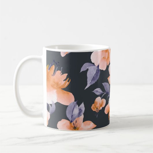 色彩の鮮やか花シームレス背景 コーヒーマグカップ (左)
