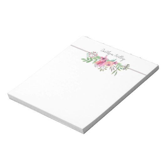 色彩の鮮やか花パーソナライズされた ノートパッド (回転)