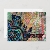 色彩の鮮やか花ボホ南西矢印パターン ポストカード (正面/裏面)