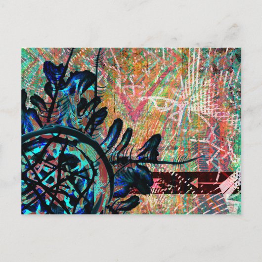 色彩の鮮やか花ボホ南西矢印パターン ポストカード (正面)