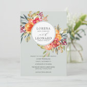 色彩の鮮やか花モノグラ結婚ムリース 招待状 (スタンド正面)