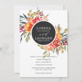 色彩の鮮やか花モノグラ結婚ムリース 招待状 (正面)