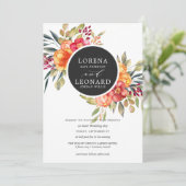 色彩の鮮やか花モノグラ結婚ムリース 招待状 (スタンド正面)
