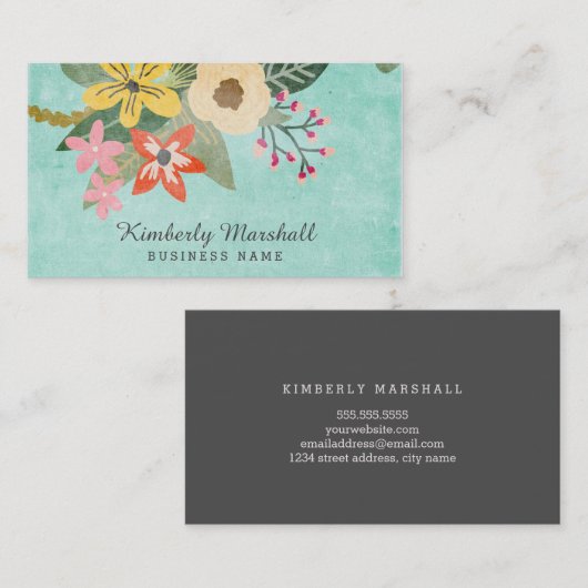 色彩の鮮やか花模様 名刺 (正面/裏面)