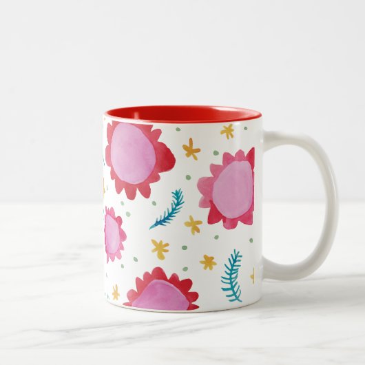 色彩の鮮やか花赤2トーンマグカップ ツートーンマグカップ (右)