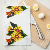 色彩の鮮やか花 キッチンタオル (四つ折り)