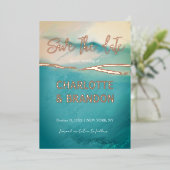 色彩の鮮やか芸術的ランドスケープ結婚式 箔招待状 (立ち正面)