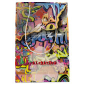 色彩の鮮やか落書き ミディアムペーパーバッグ (正面)