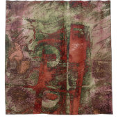 色彩の鮮やか落秋グランジ赤緑錆 シャワーカーテン (正面)